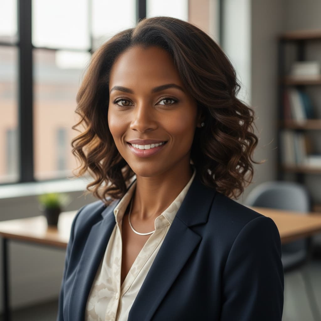 petite black woman office confident professional 83185270