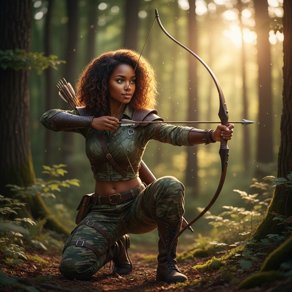 petite black woman ranger archer nature 76733451