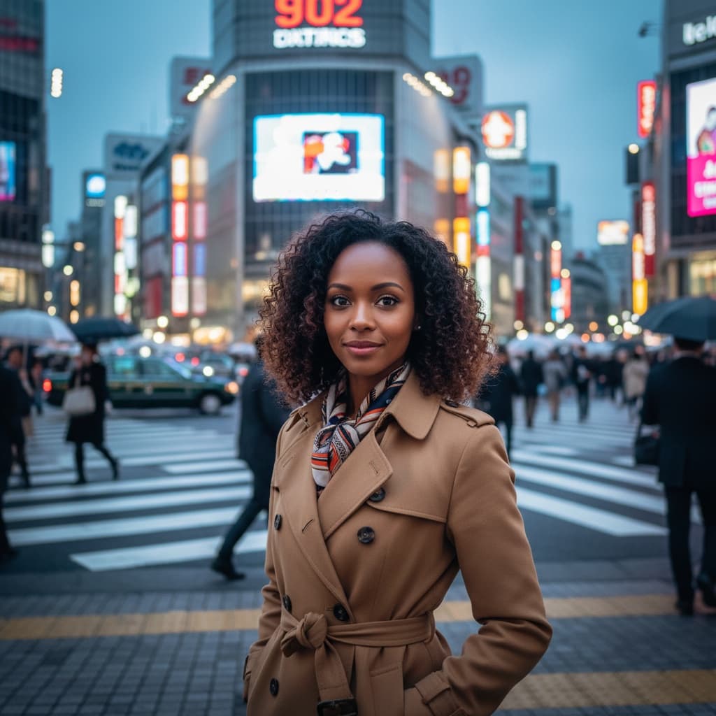 petite black woman shibuya crossing pedestrian 97759456