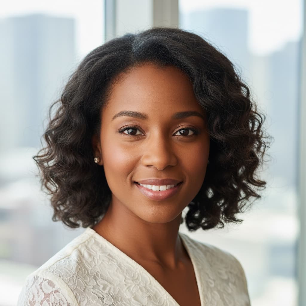 petite black woman window natural light headshot 60548814