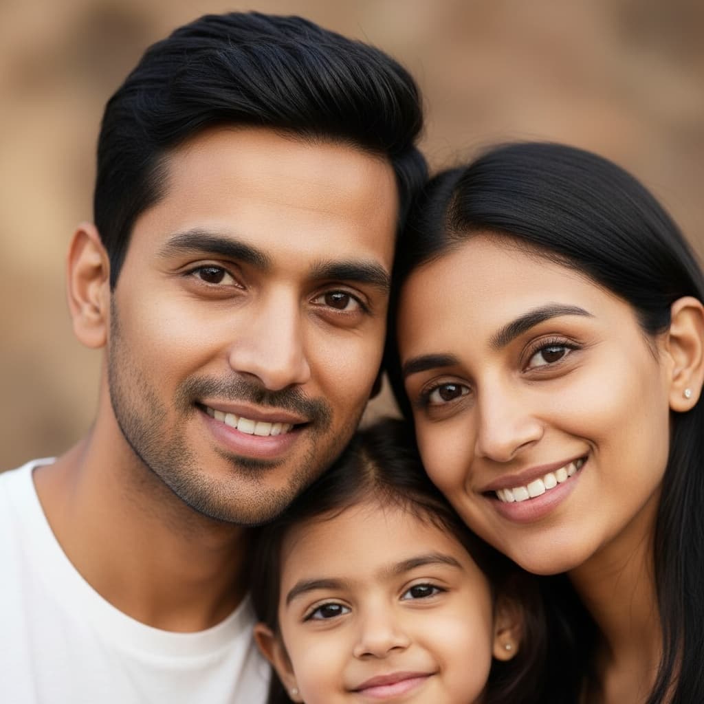 petite indian man close up faces together 93404842