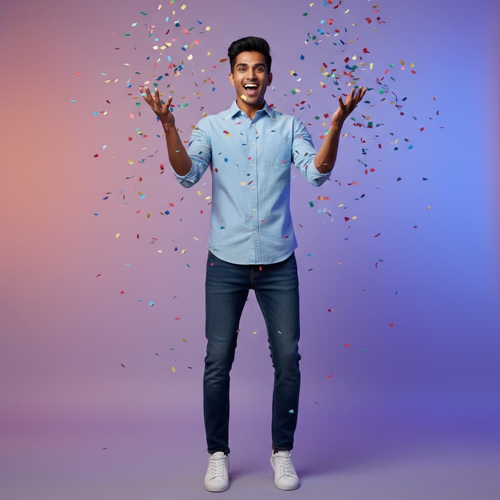 petite indian man confetti throw action 31545170