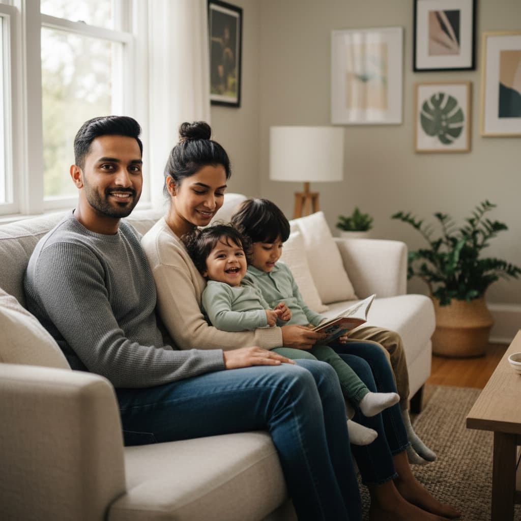 petite indian man cozy living room couch 48256455