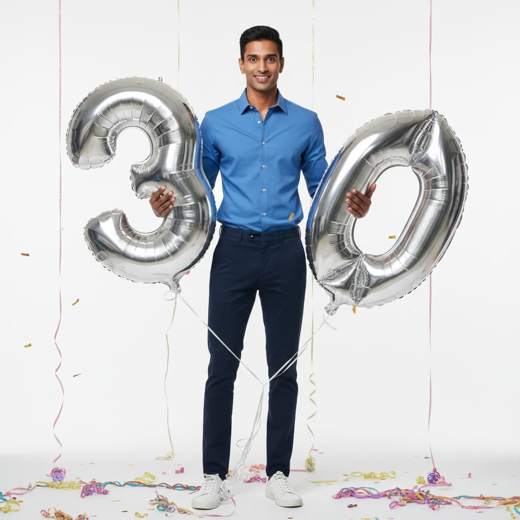 petite indian man milestone number balloons 31185357