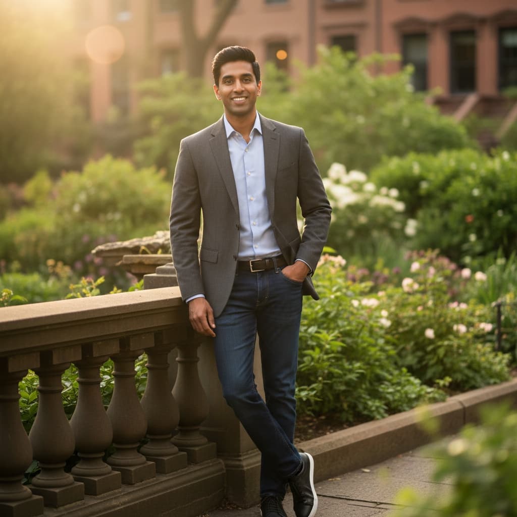 petite indian man outdoor modern portrait 48637394