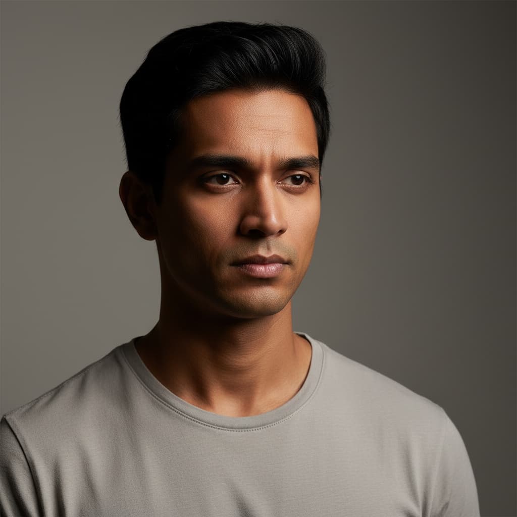 petite indian man serious character study 61126551