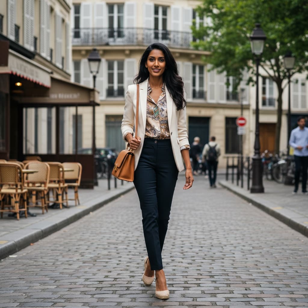 petite indian woman cobblestone street marais 36805614