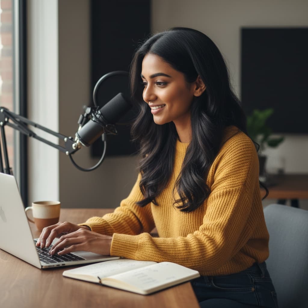 petite indian woman laptop planning content 73338983