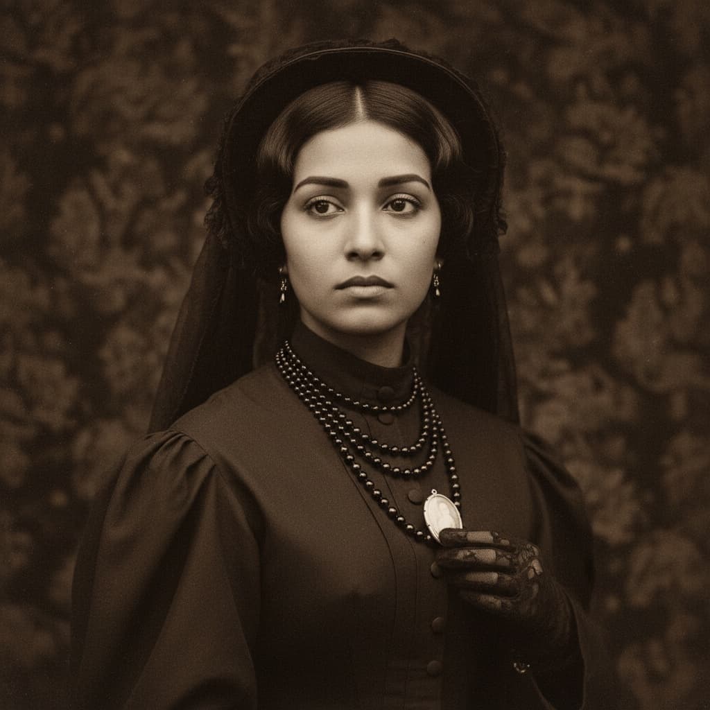 petite indian woman mourning memorial portrait 93694210