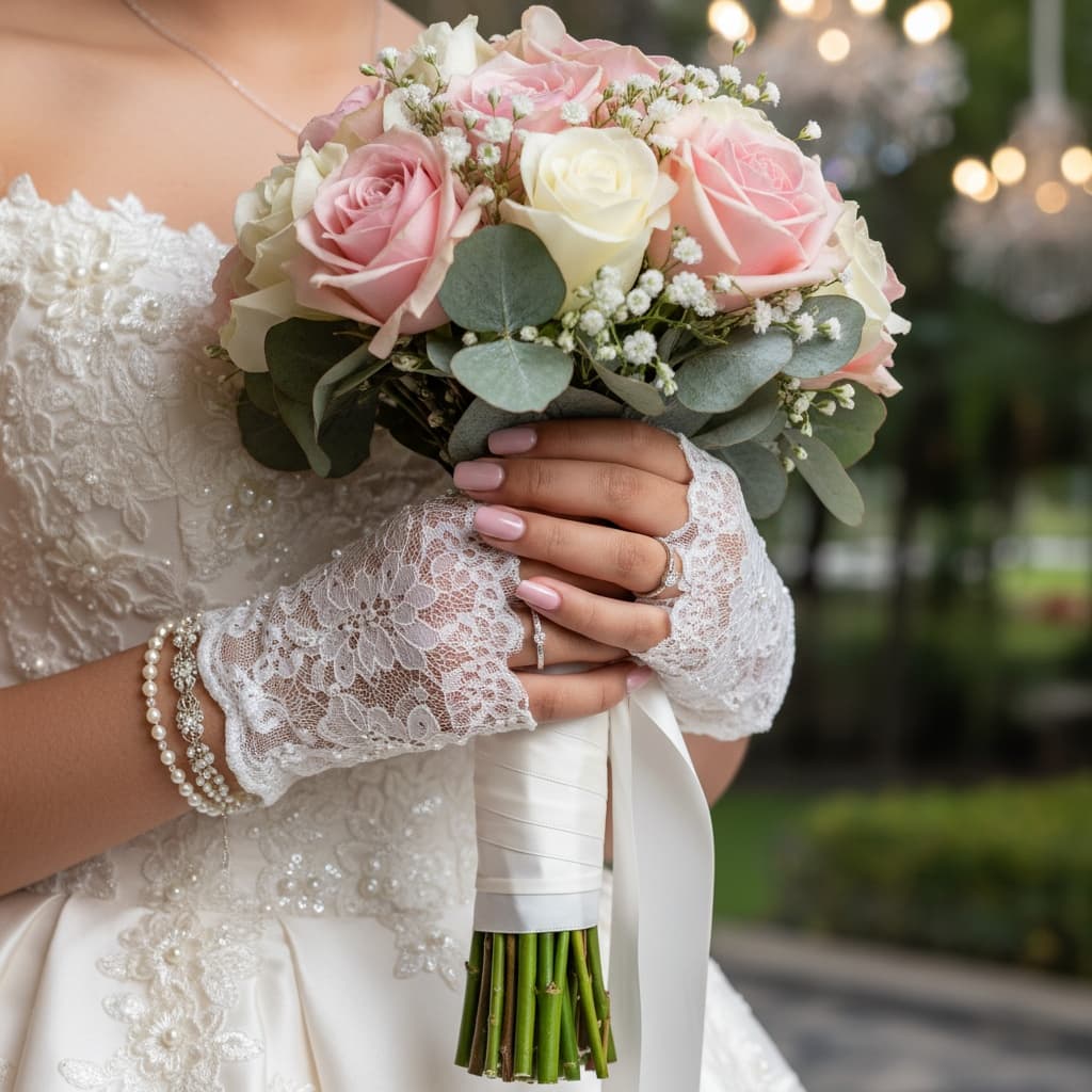 petite latina woman close up hands bouquet 22048878