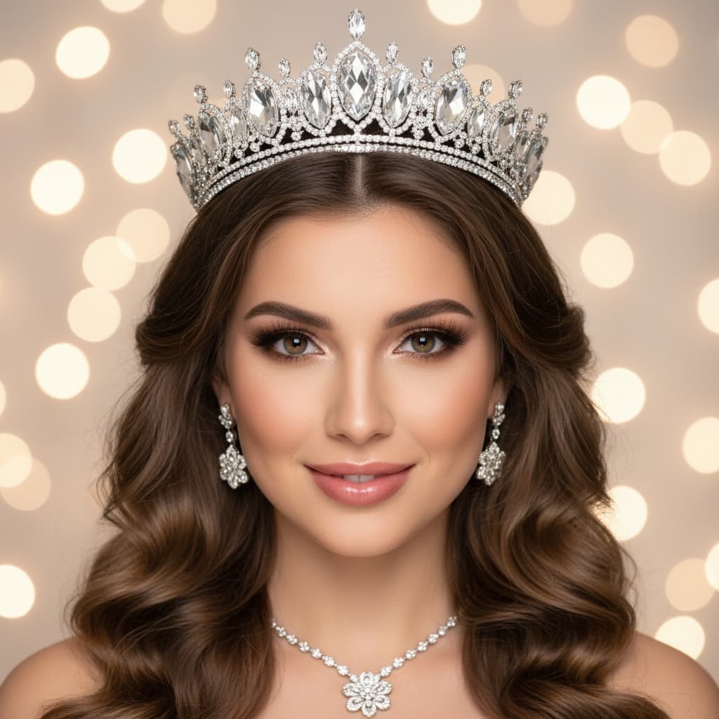 petite latina woman close up tiara portrait 67754503