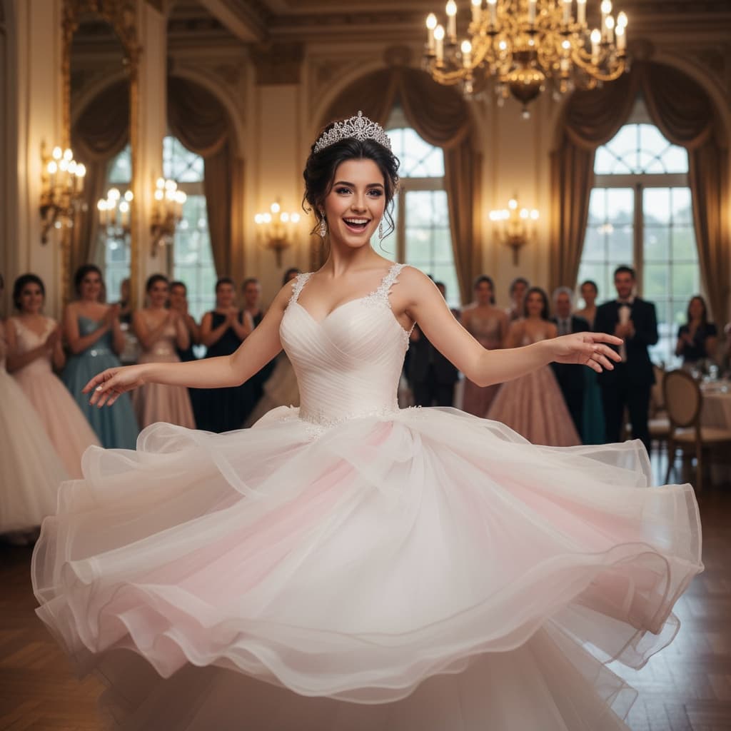 petite latina woman dancing twirl motion 48644206