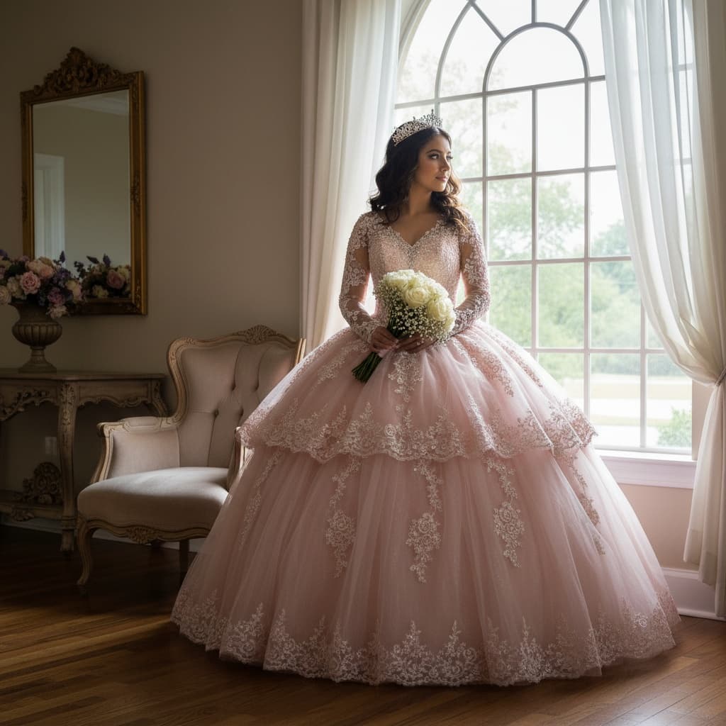 petite latina woman natural light window portrait 47942369