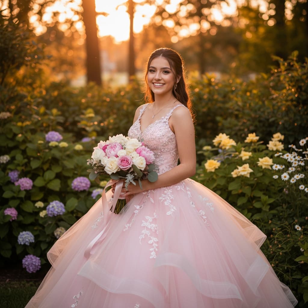 petite latina woman outdoor garden setting 41019626
