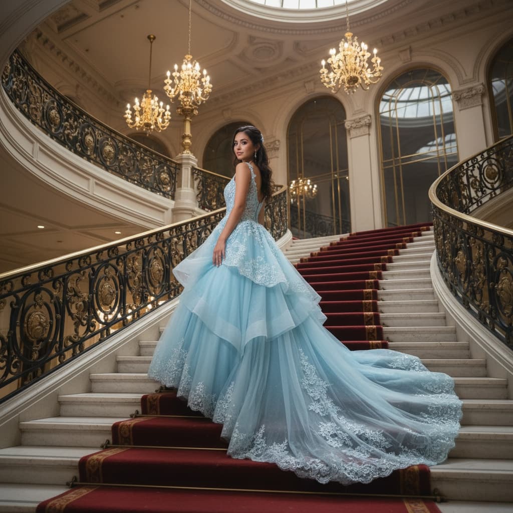 petite latina woman staircase dramatic pose 62886584