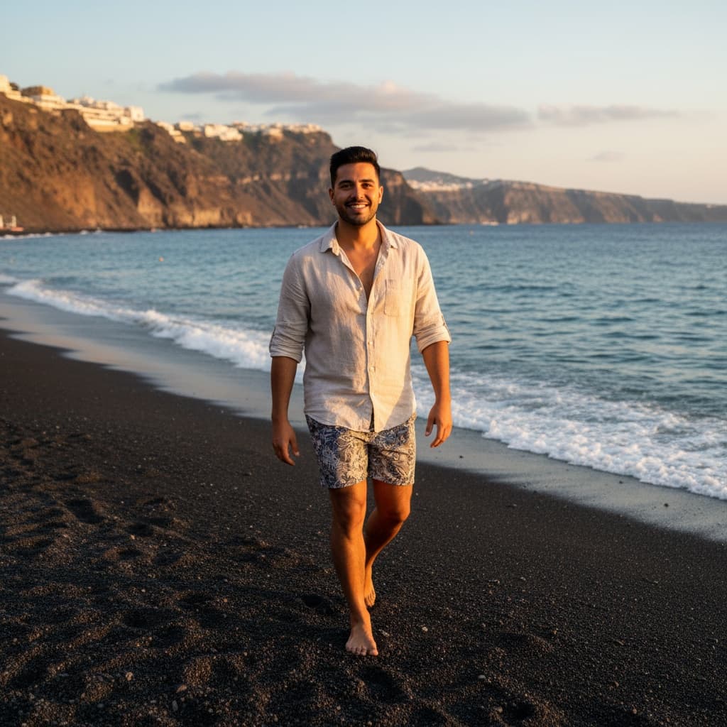 petite latino man black sand beach 16290501