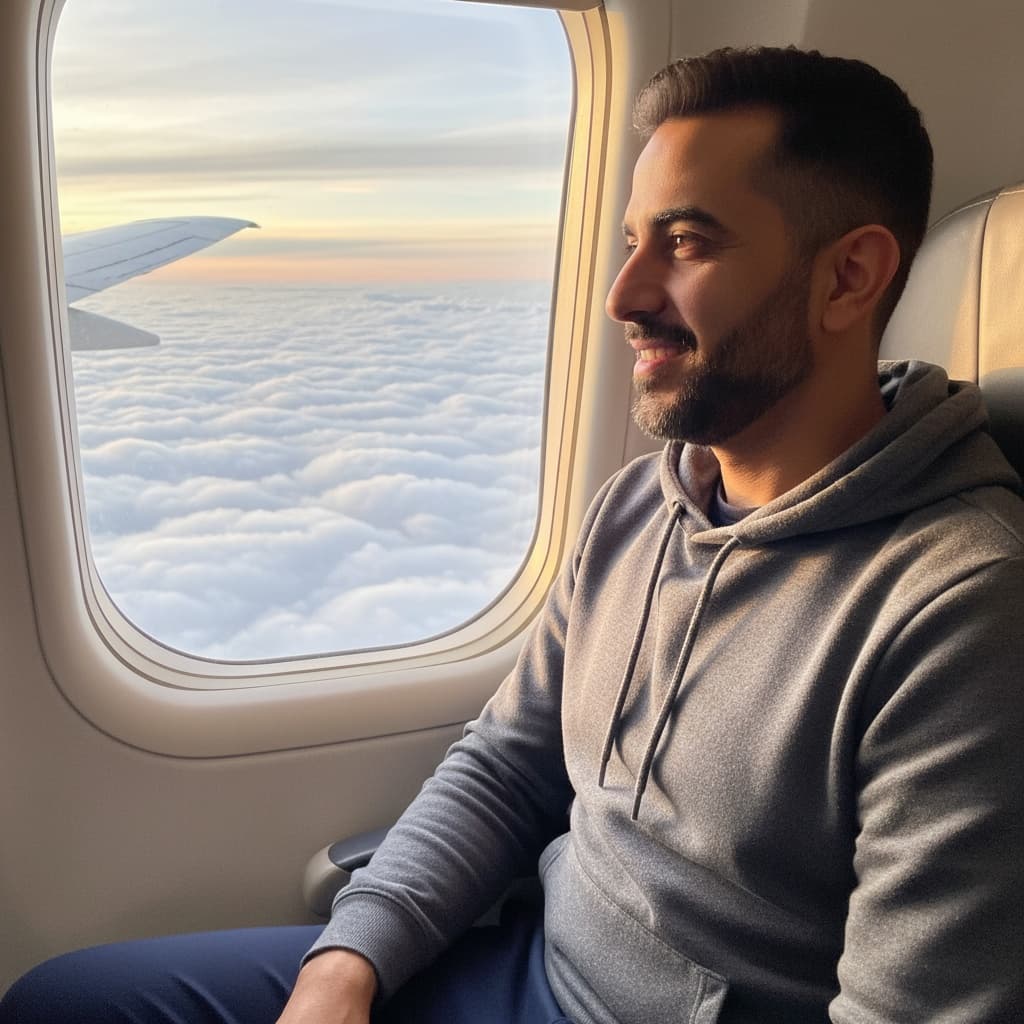 petite middle_eastern man airplane window seat 61924560