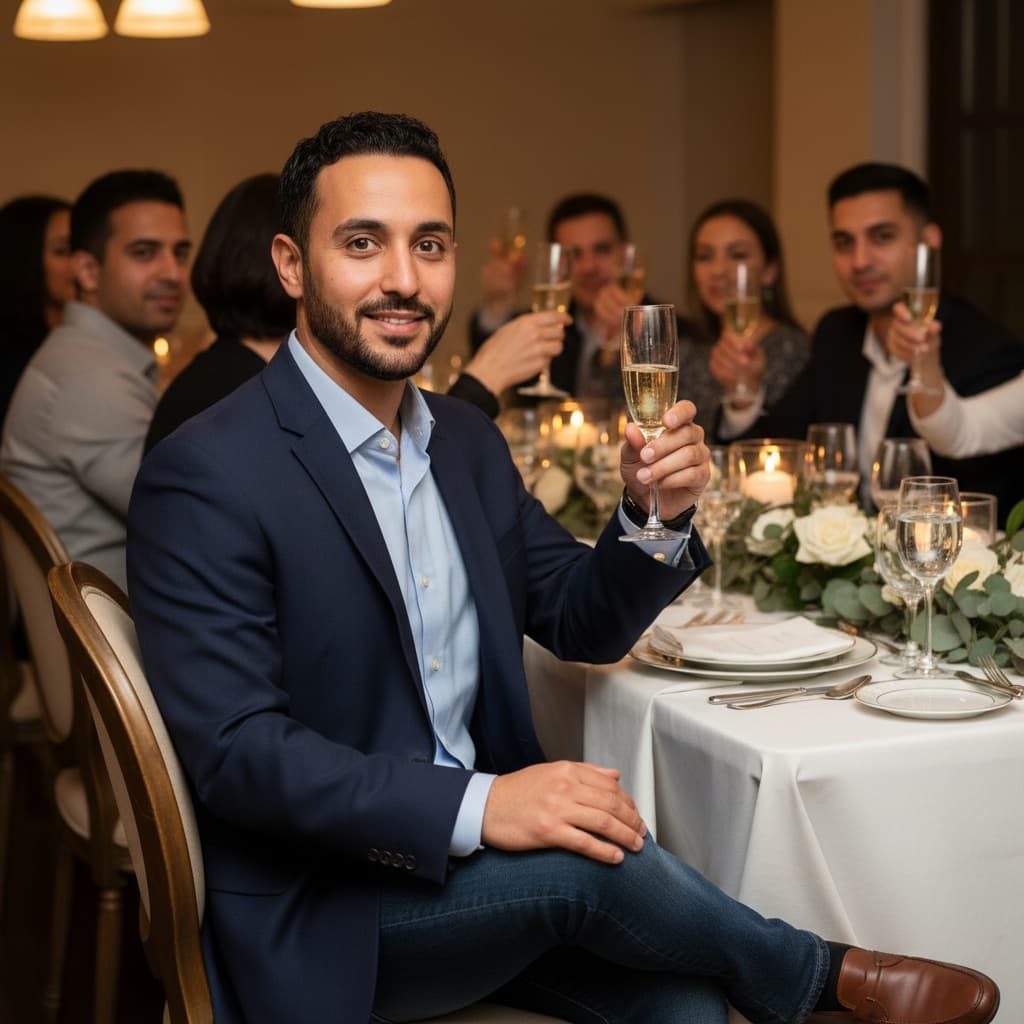 petite middle_eastern man dining table celebration 69538101