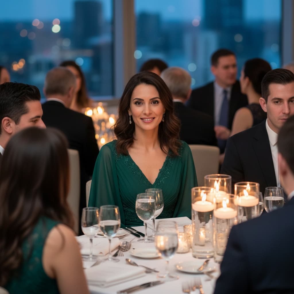 petite middle_eastern woman corporate dinner gala 71207791
