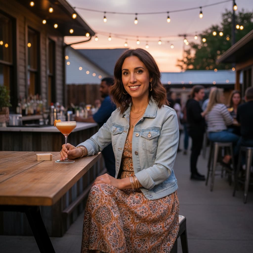 petite middle_eastern woman rainey street patio 97156124