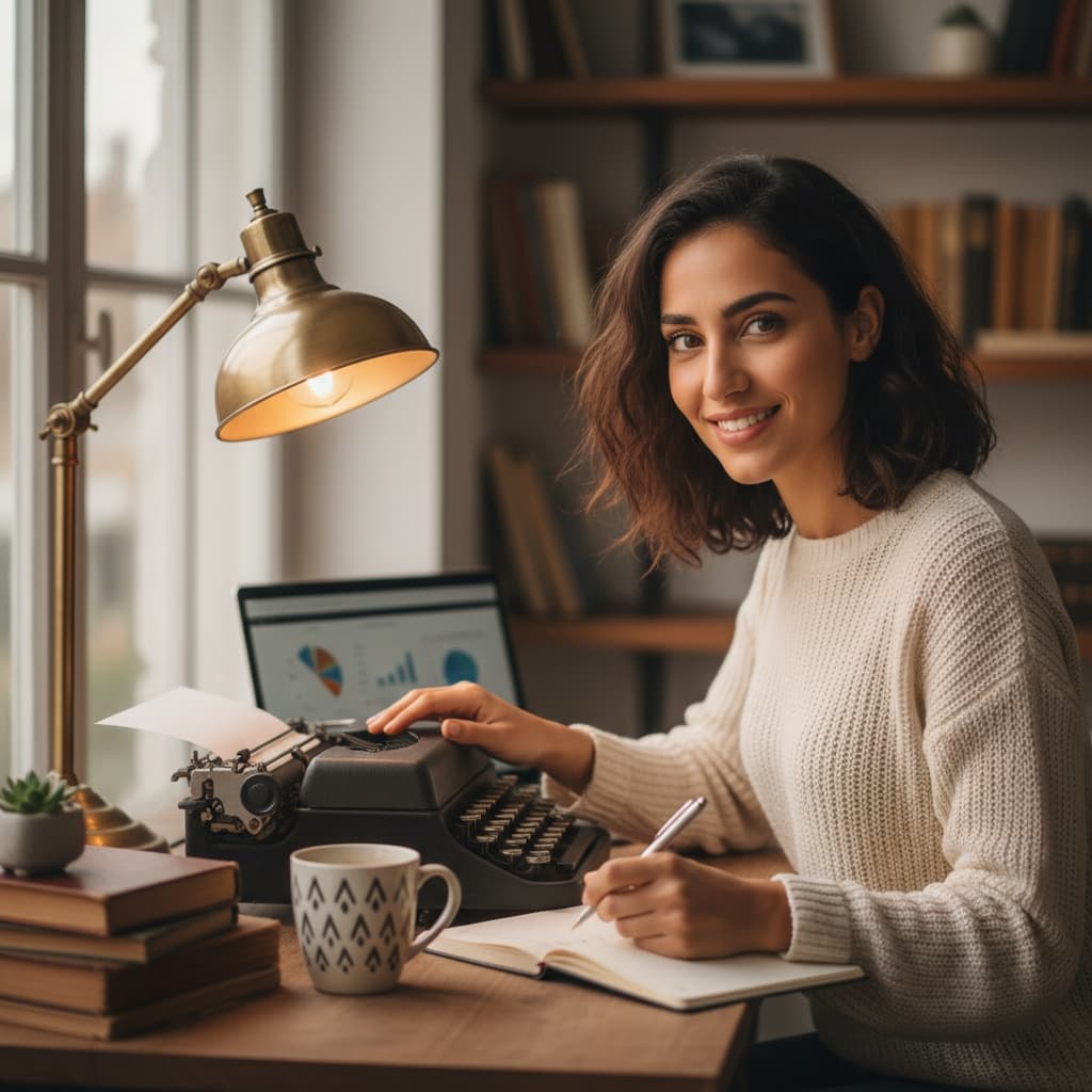 petite middle_eastern woman writing desk workspace 84923141