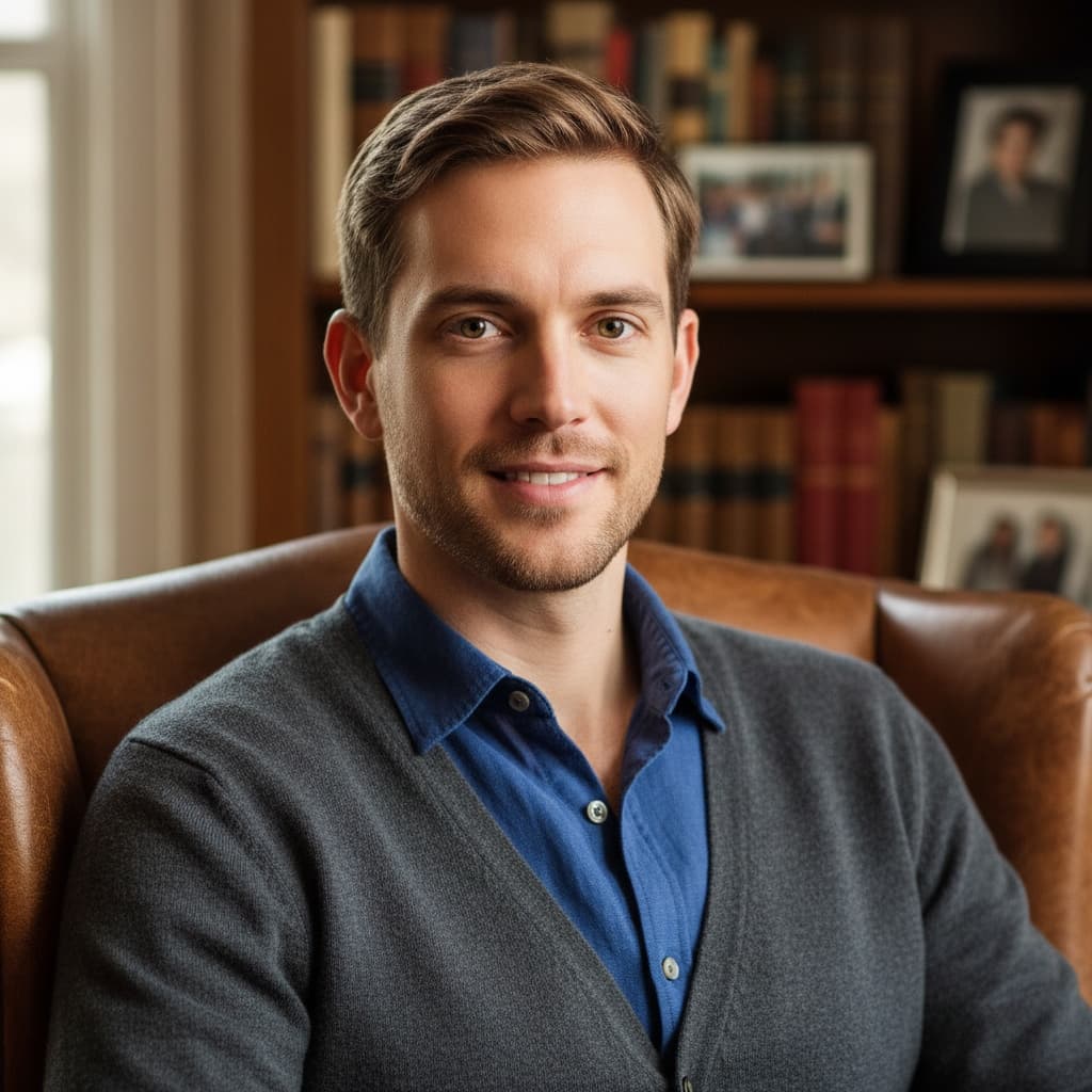 petite white man bookshelf intellectual 17677661