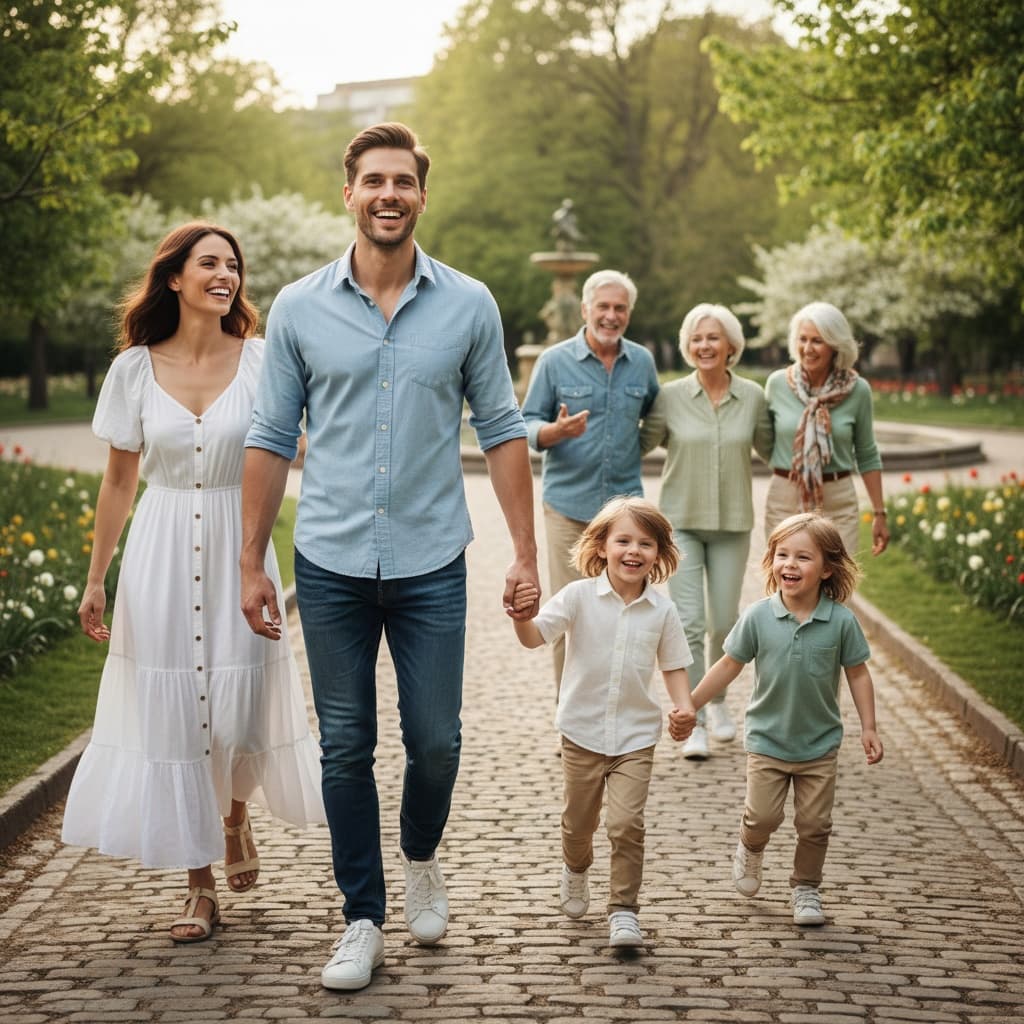 petite white man candid walking together 77473999