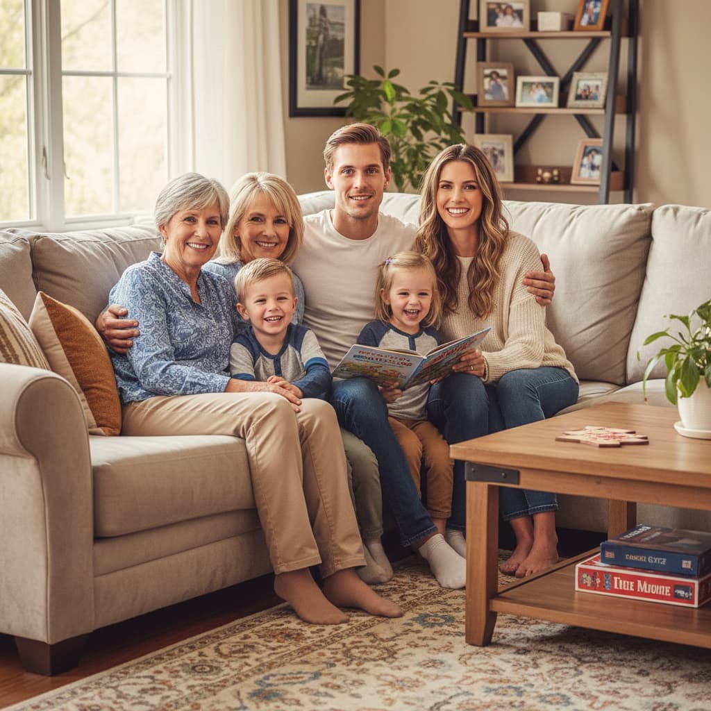 petite white man cozy living room couch 82149405