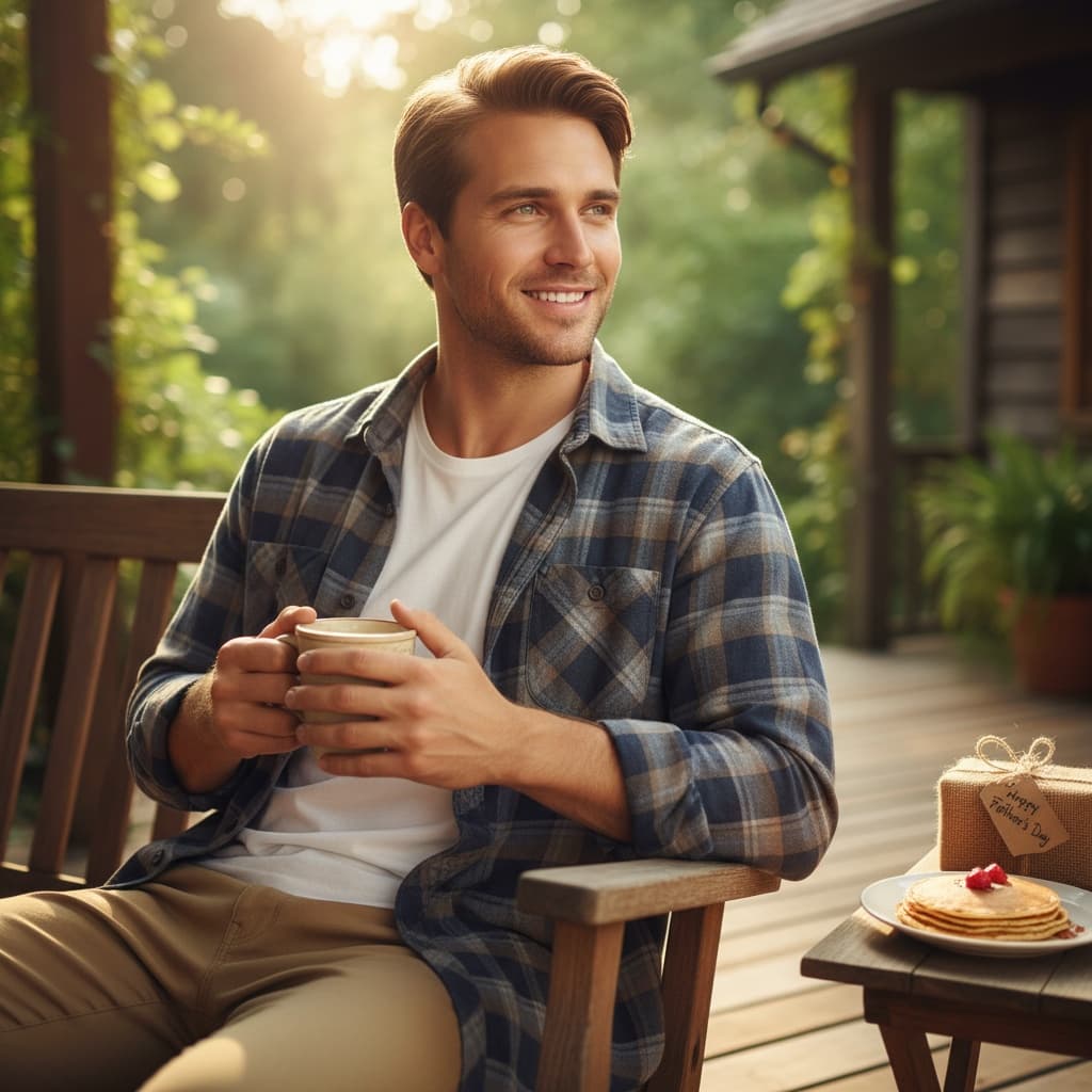 petite white man dad relaxing with coffee 23858334