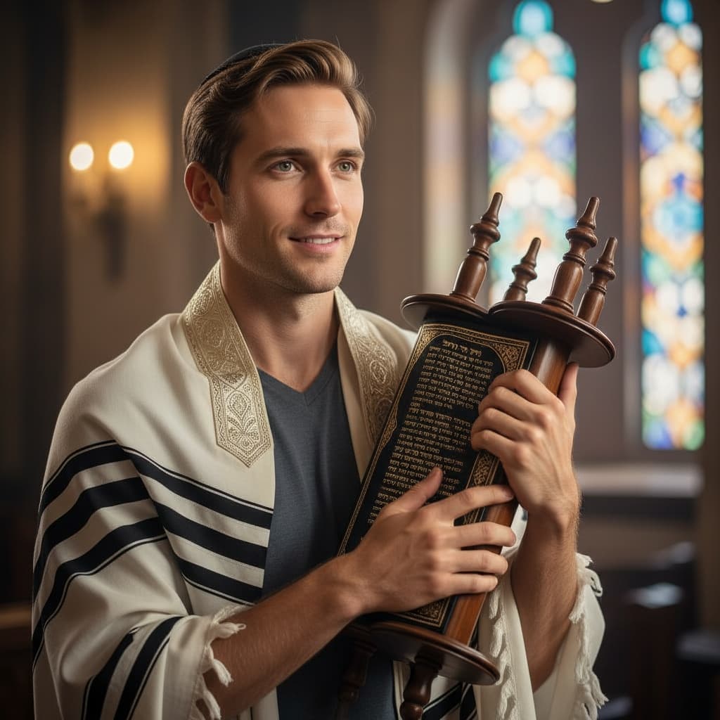 petite white man holding torah scrolls 41076475