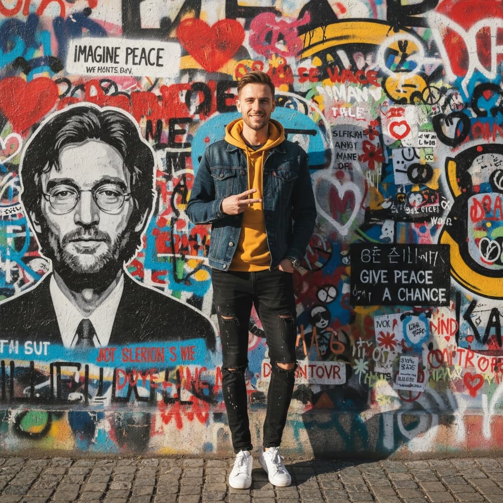 petite white man john lennon wall colorful 76556561