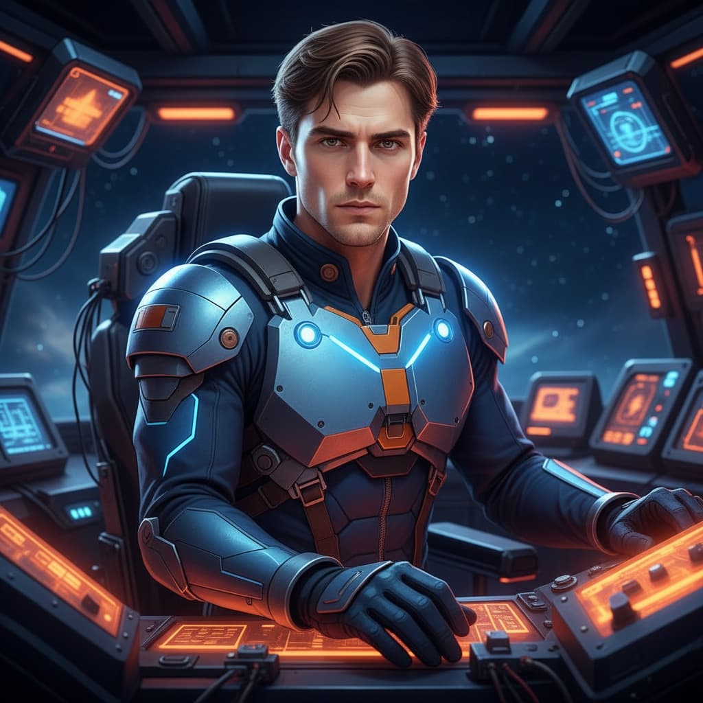 petite white man mecha pilot cockpit 69881144
