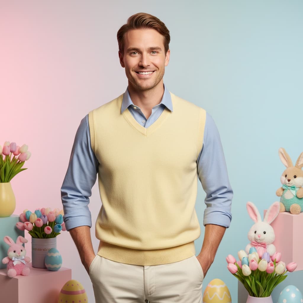 petite white man pastel backdrop studio easter 32048449