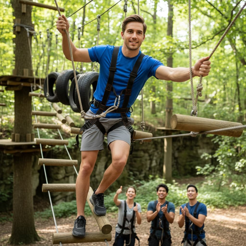 petite white man rope course adventure 79973654
