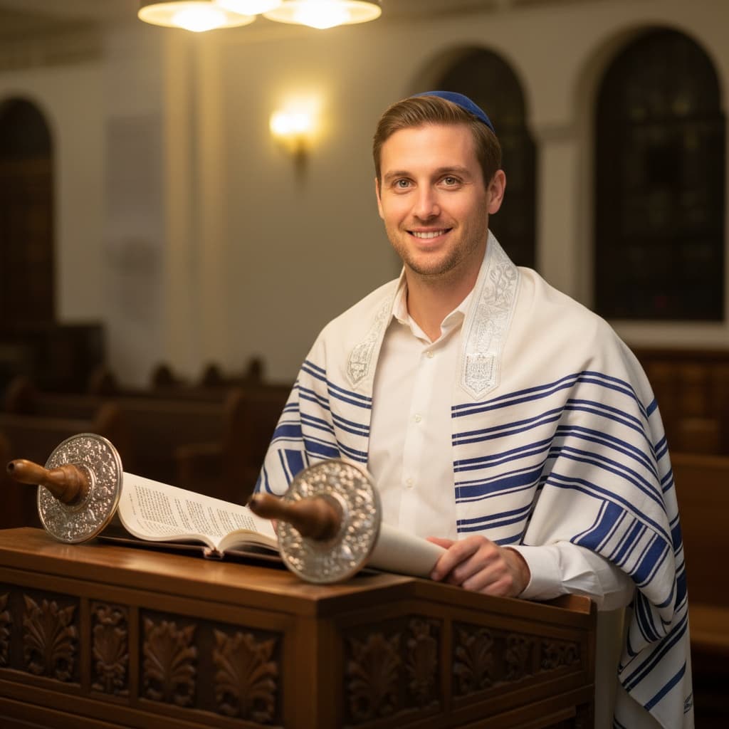 petite white man torah reading pose 22874710