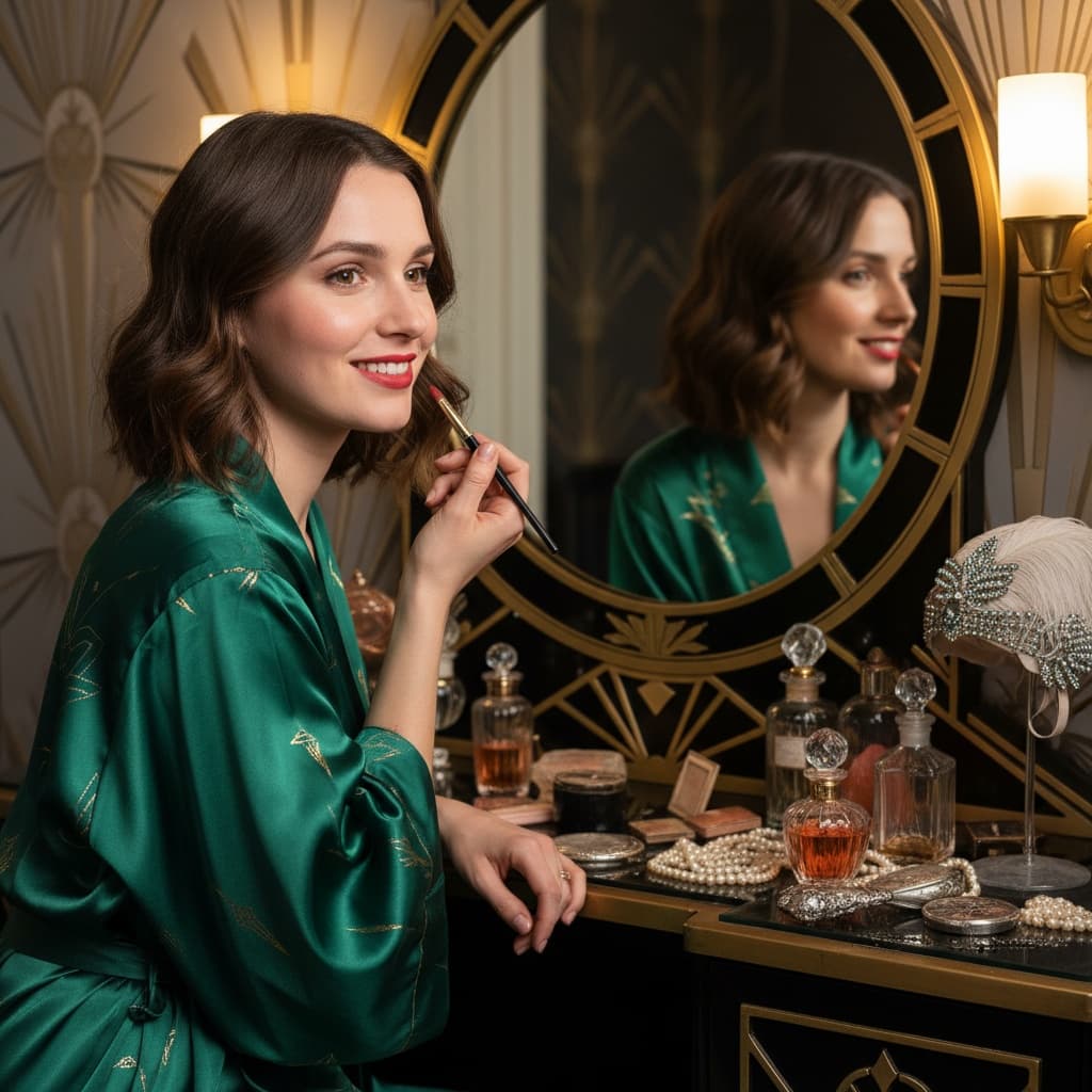 petite white woman art deco mirror vanity 44799720