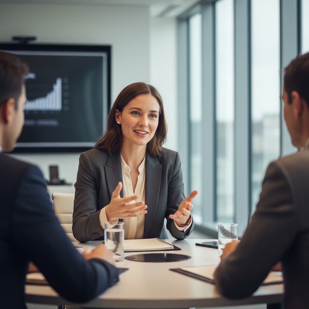 petite white woman engaged in roundtable discussion 67800904