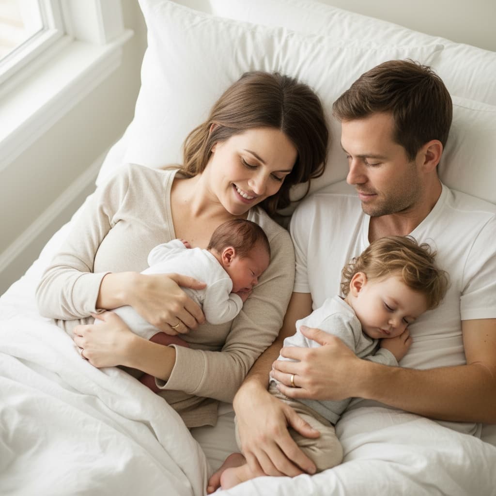 petite white woman family on bed natural light 26670065