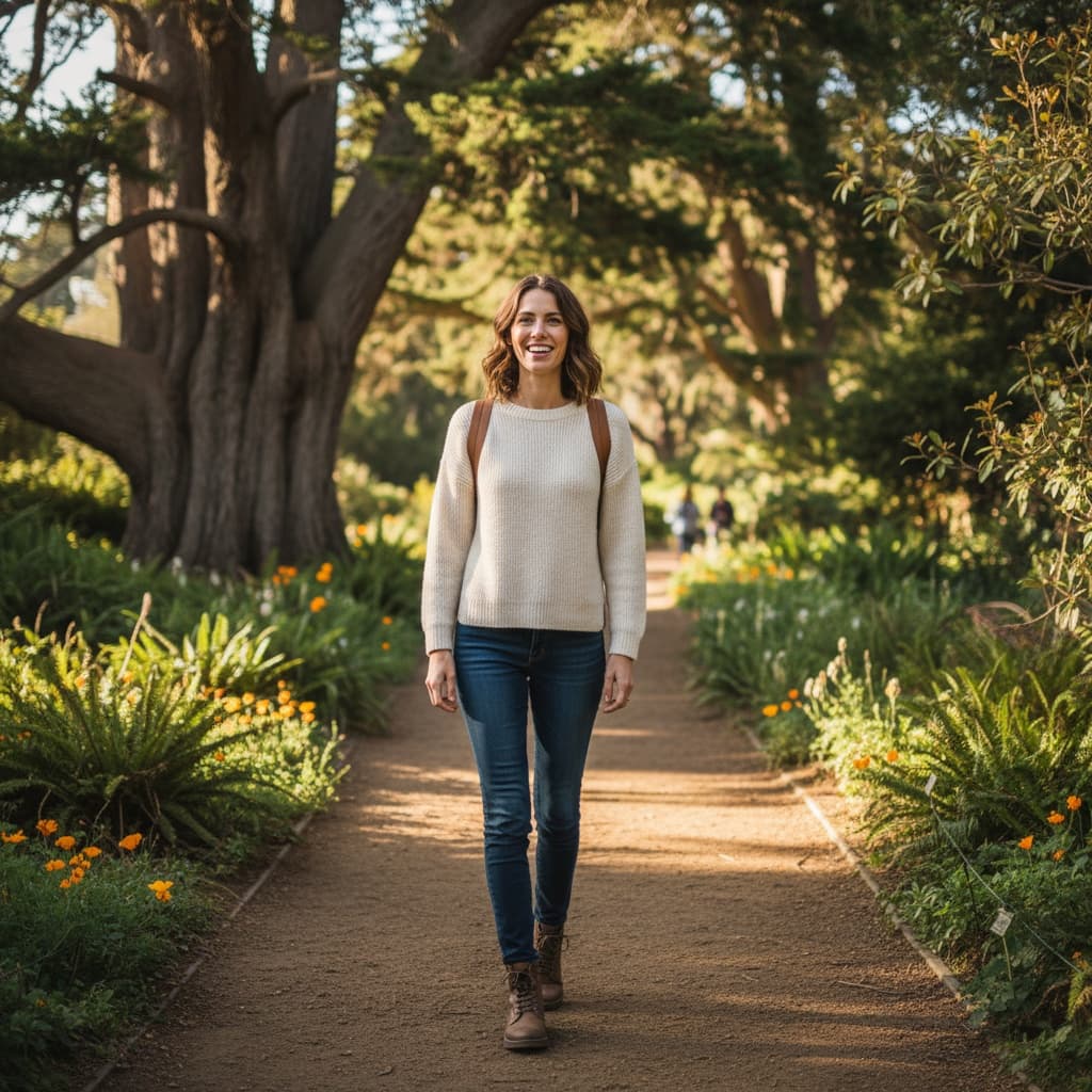 petite white woman golden gate park nature 11397040