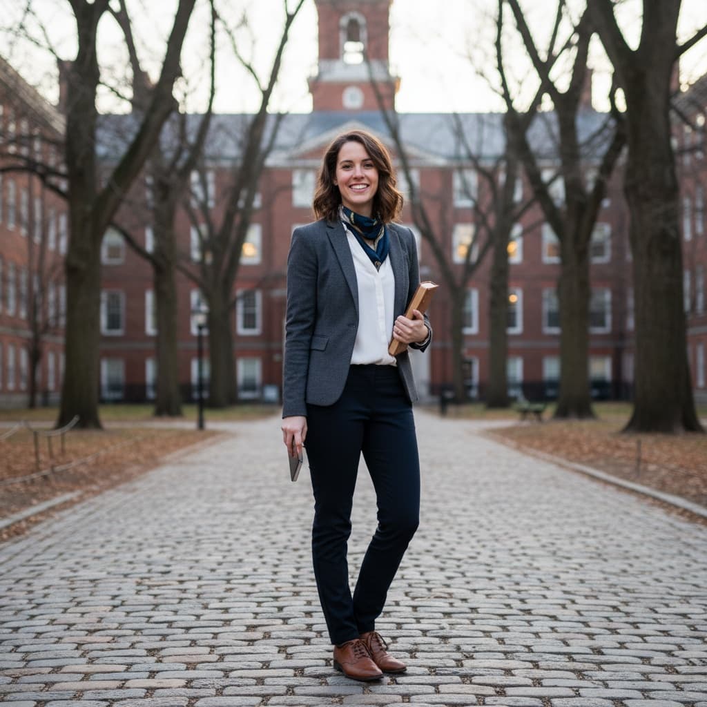 petite white woman harvard yard academic 27583351