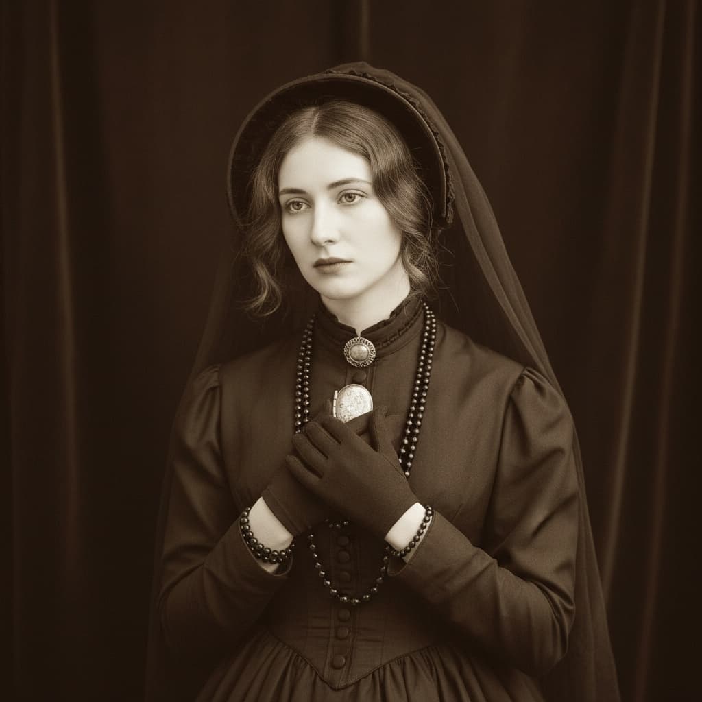 petite white woman mourning memorial portrait 40059123