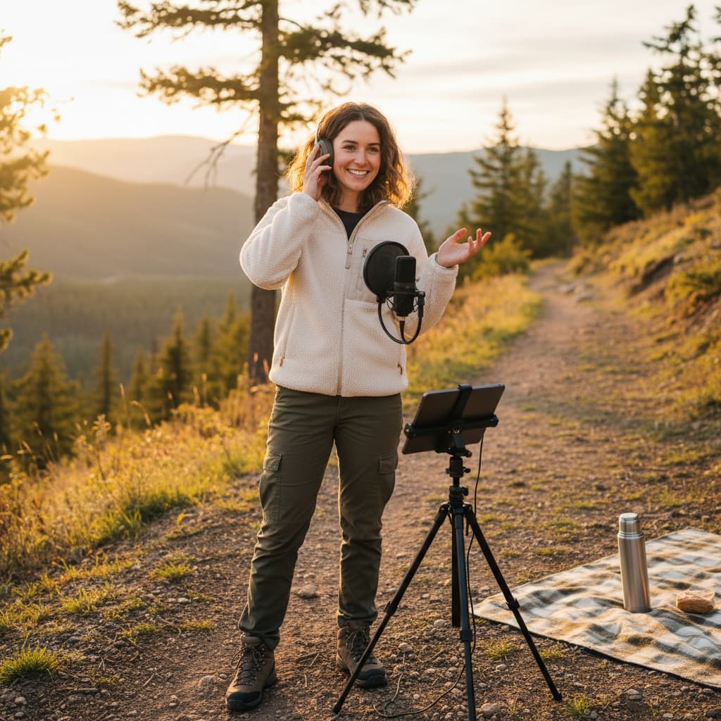 petite white woman outdoor location recording 41639315