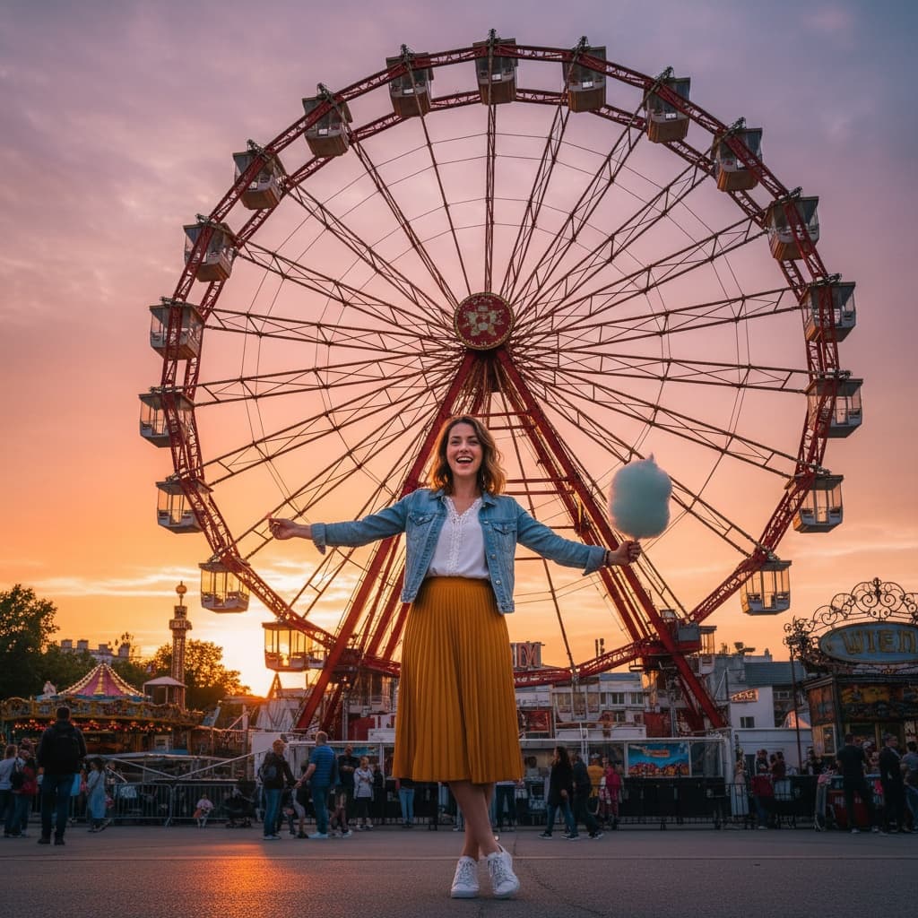 petite white woman prater giant ferris wheel 82269463