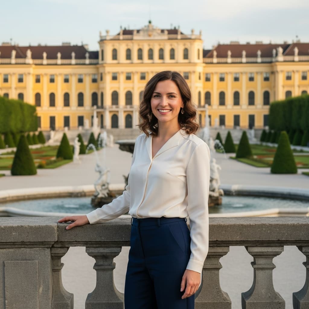 petite white woman schonbrunn palace gardens 56922252