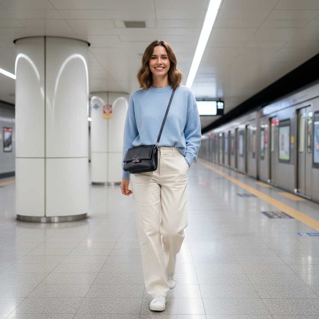 petite white woman subway station modern seoul 58895169