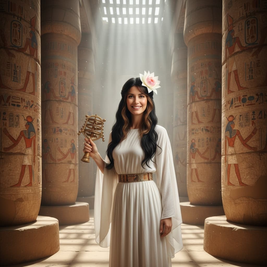 petite white woman temple priest interior 68138133