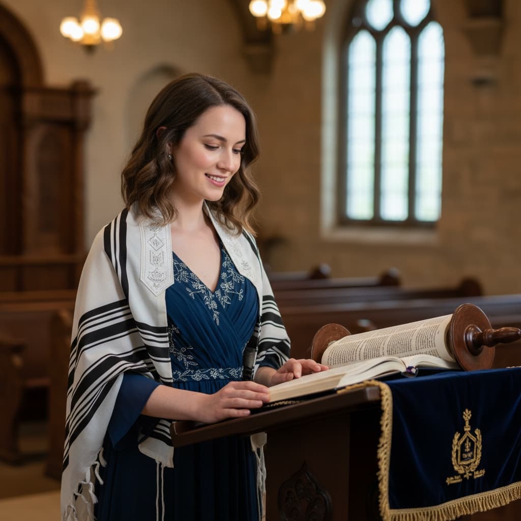 petite white woman torah reading pose 81391312