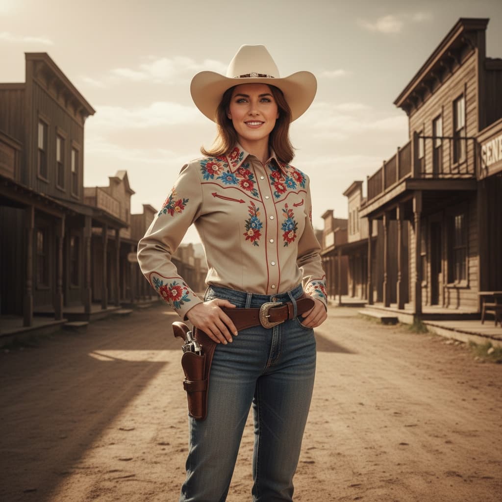 petite white woman western cowboy hero 80114057
