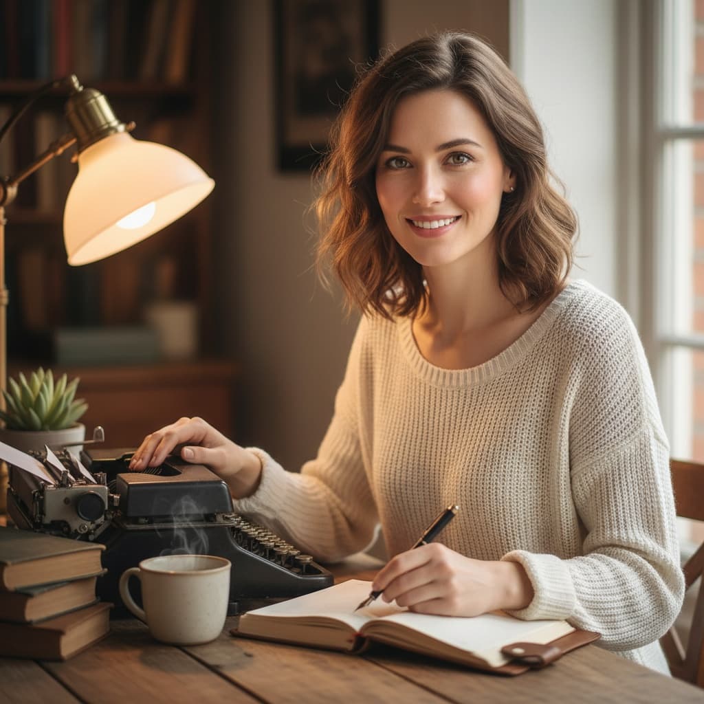 petite white woman writing desk workspace 20656630