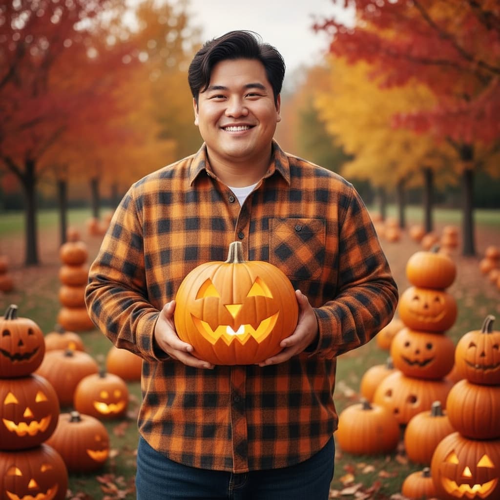 plus_size asian man cute pumpkin patch casual 29252008